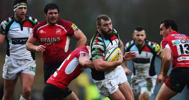 Harlequins forward Joe Marler in action against London Welsh