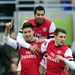 Arsenal celebrate as Olivier Giroud puts the Gunners into the lead at Brighton