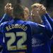 Wade Elliott celebrates his goal against Leeds with teammate Nathan Redmond at St Andrews