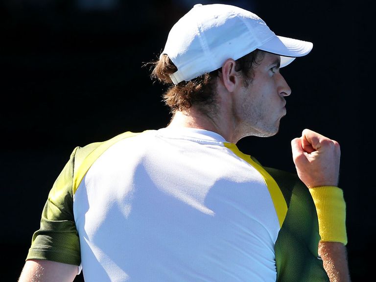 Andy Murray celebrates as he reaches the semi-finals