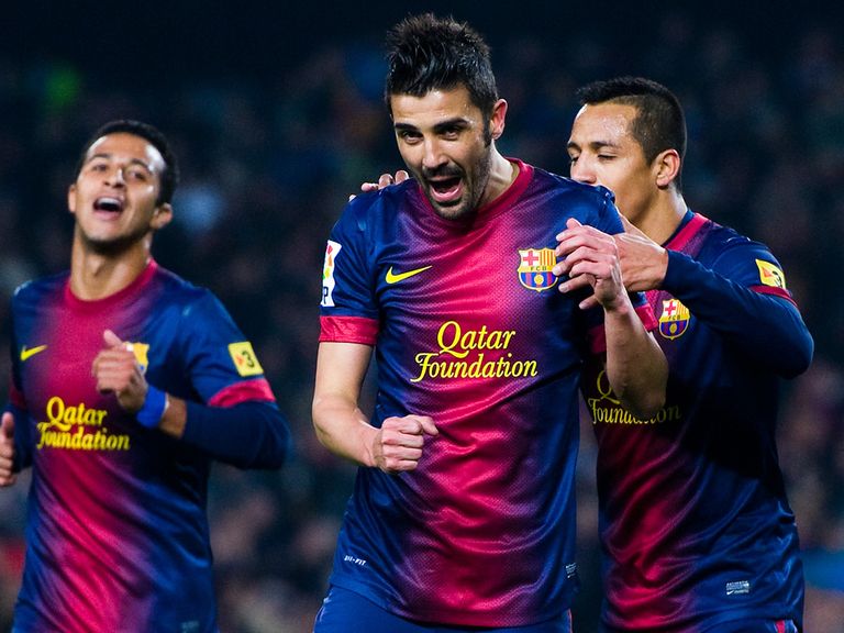 David Villa was twice on target for Barca