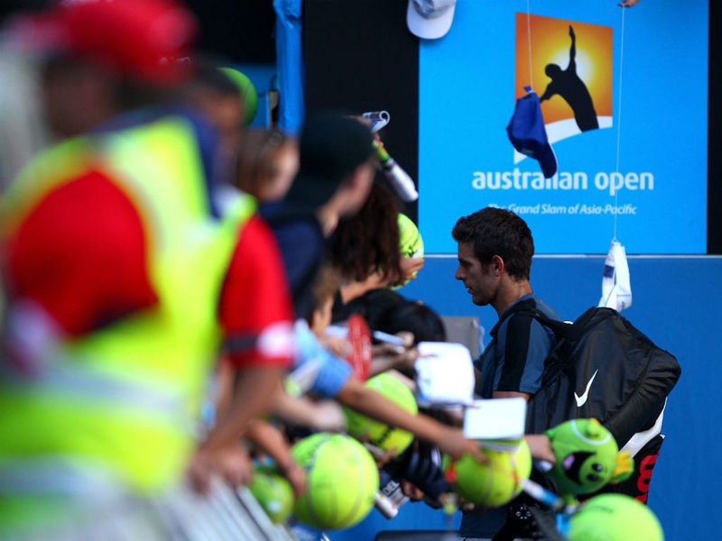 Juan Martin del Potro celebrates his easy win