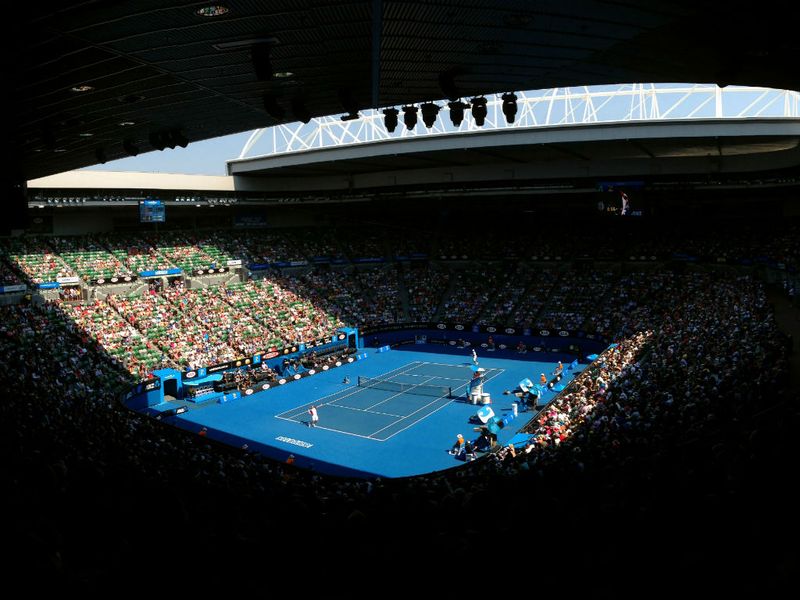 Action from a packed Rod Laver Arena