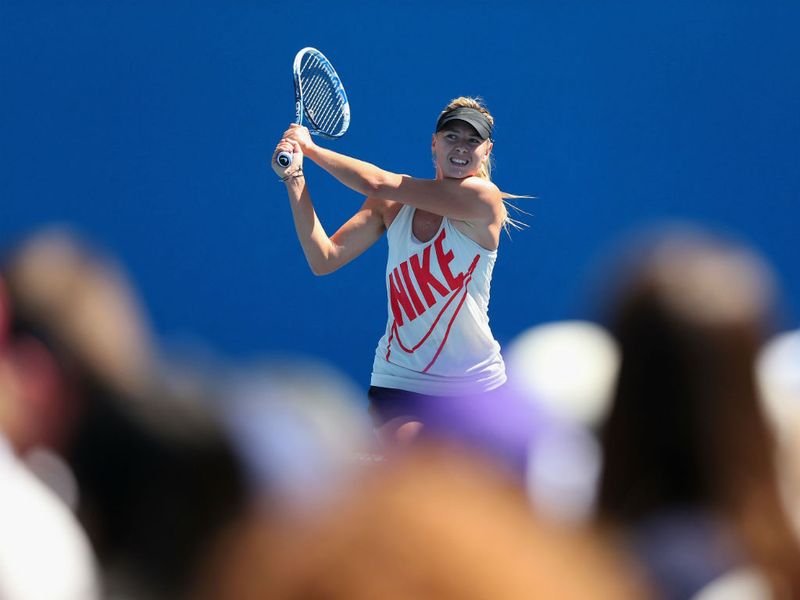Maria Sharapova practices ahead of her semi-final clash on Thursday
