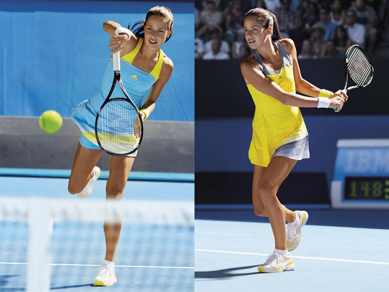 Ana Ivanovic has two versions of the adizero Dress to choose from.
