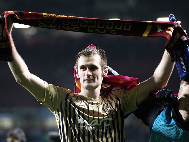Hanson's goal proved decisive and he celebrates at the final whistle