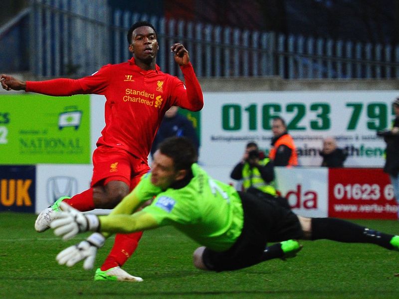 It takes the former Man City and Chelsea striker just seven minutes to open his Liverpool account at Field Mill.