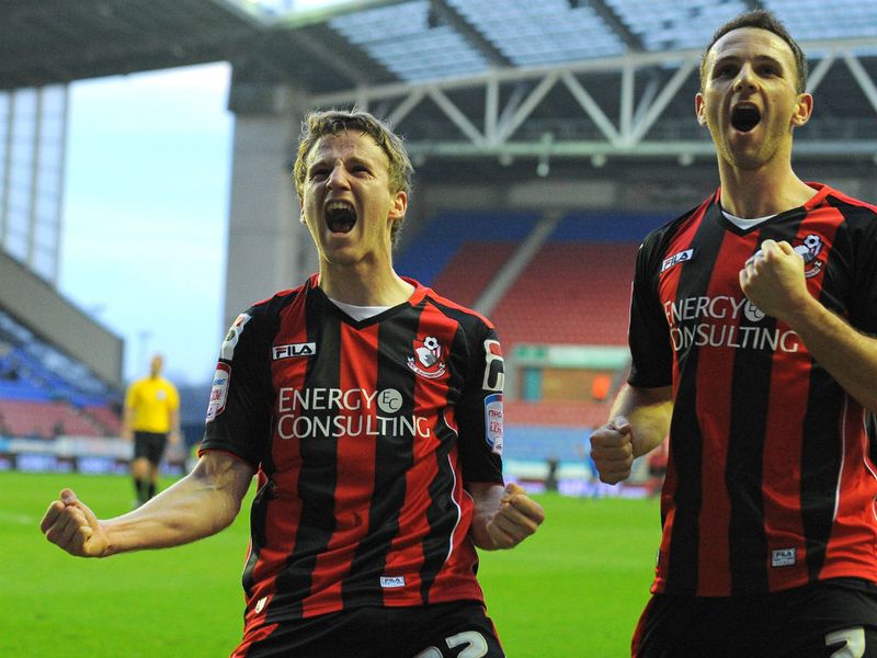 Eddie Howe's Bournemouth go in front against Wigan at the DW Stadium thanks to a Eunan O'Kane goal.