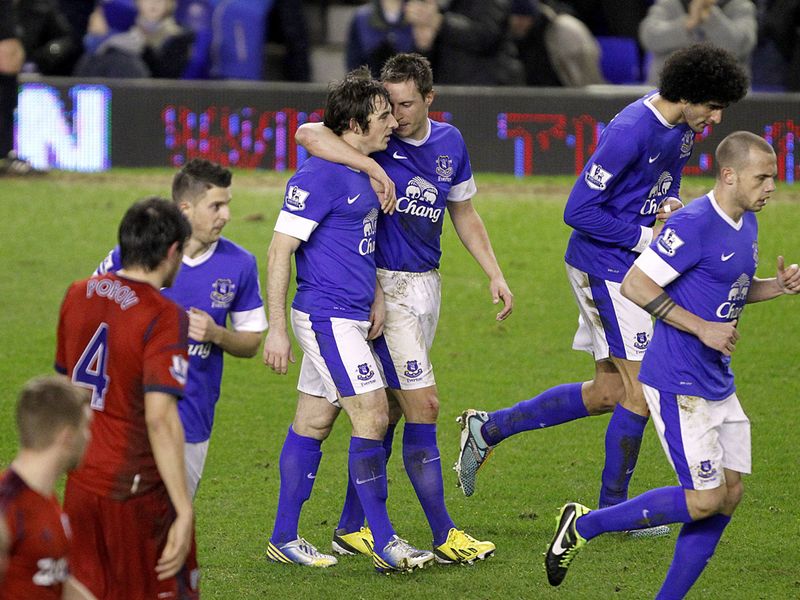 Baines scores from the spot to double the Toffees' advantage at Goodison Park