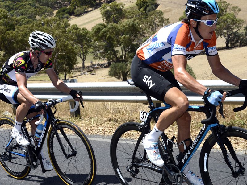 Thomas' nearest rival Tom Jelte Slagter kept himself glued to the Welshman's wheel
