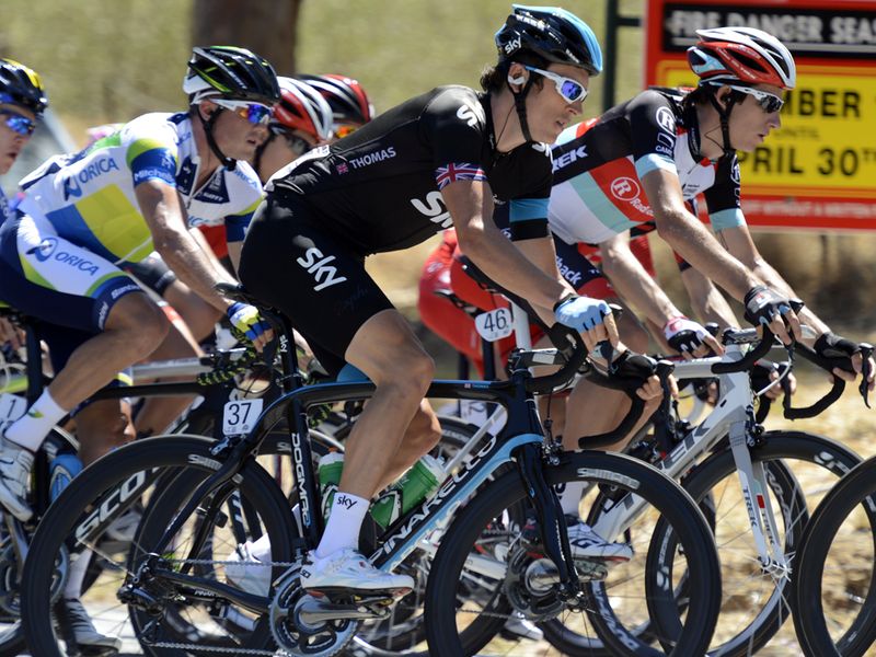 Geraint Thomas made sure to stay towards the front to keep his GC hopes on course...