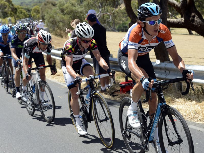 With his team-mates used up Thomas was eventually forced to hit the front...