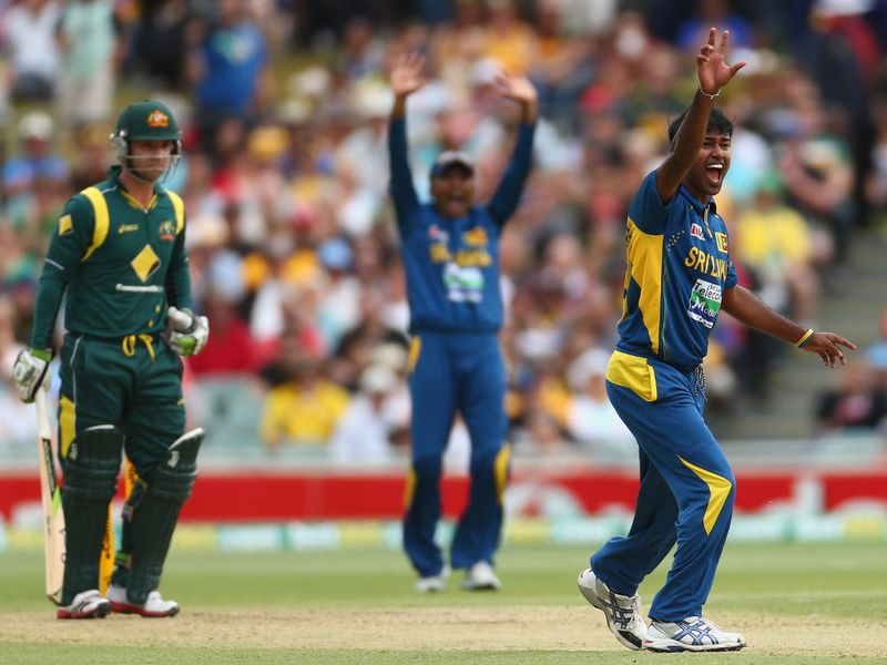 Phil Hughes could only make three before being sent packing by Nuwan Kulasekara.