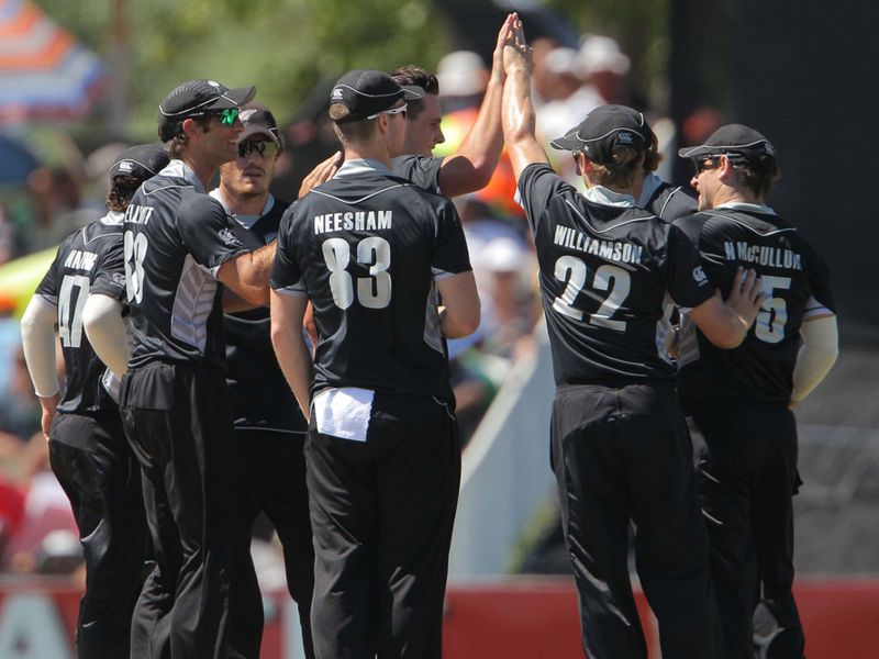 The Kiwis celebrated getting the Proteas all out for 208.
