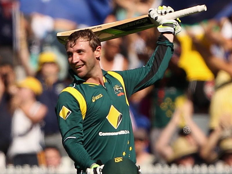 ...as Hughes became the first Aussie to score a century on ODI debut.