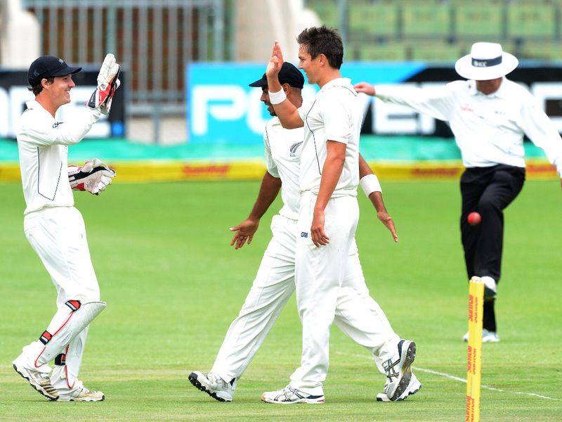 Trent Boult dismissed Hashim Amla, who had made 110.
