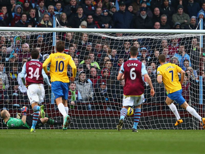Rickie Lambert scores from the spot as Southampton seize the initiative at Aston Villa