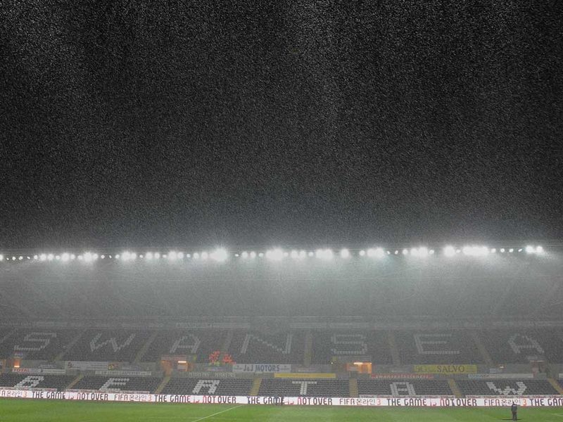 Swansea was hit with heavy snow ahead of the semi-final second leg but the Liberty Stadium clash went ahead.