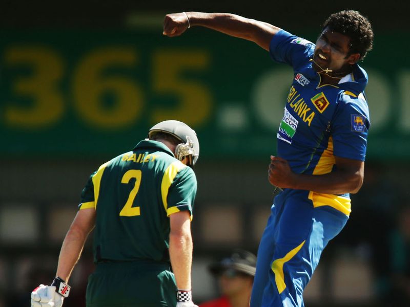 George Bailey was caught and bowled by Thisara Perera.