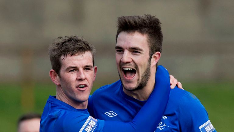David Templeton and Andrew Little: Celebrate Rangers' second goal against Berwick
