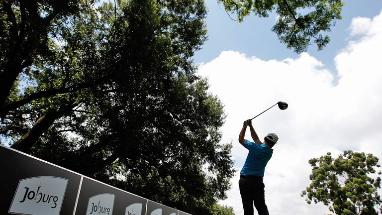 Defending champion Branden Grace teeing off in a practice round