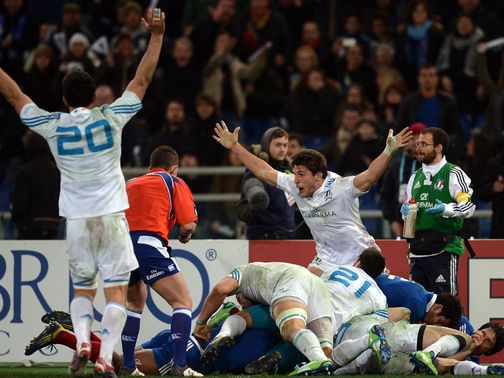Italy celebrate at the final whistle