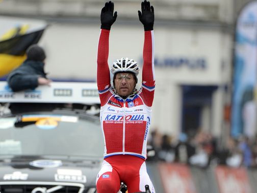 Luca Paolini enjoys his victory,
