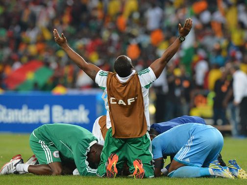 Nigeria celebrate Africa Cup of Nations victory.