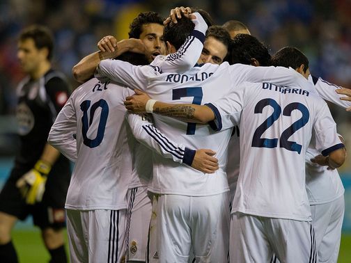 Real Madrid celebrate Higuain's late winner