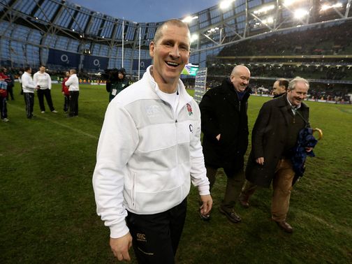 Stuart Lancaster enjoys the win.