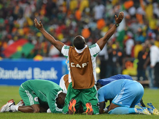 Nigeria celebrate Africa Cup of Nations victory.