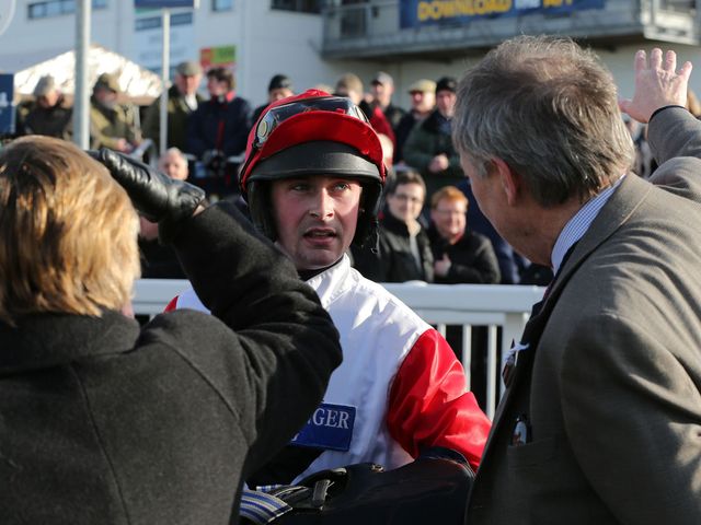 Nico De Boinville talks to winning connections after the race