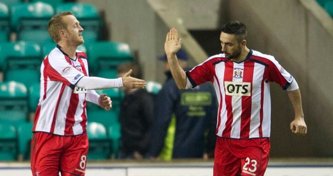 Sammy Clingan: Celebrates opener at Easter Road