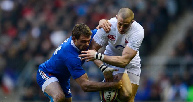 Mike Brown: England centre tussles with Vincent Clerc at Twickenham