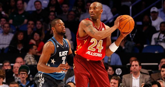 Kobe Bryant (R) and Dwayne Wade at last year's All-Star Game