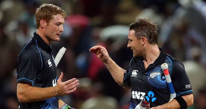 Martin Gupthill (L) and Brendon McCullum took New Zealand home