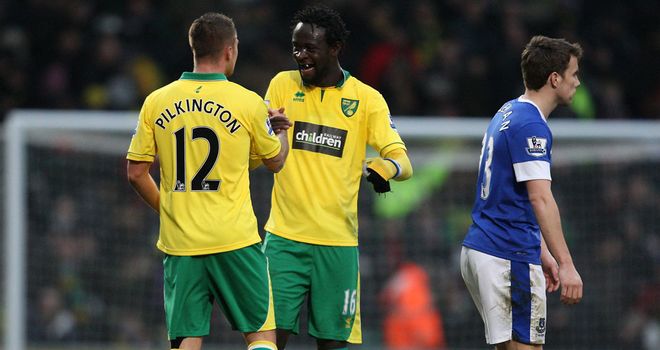 Norwich celebrate after their last-gasp winner at Carrow Road