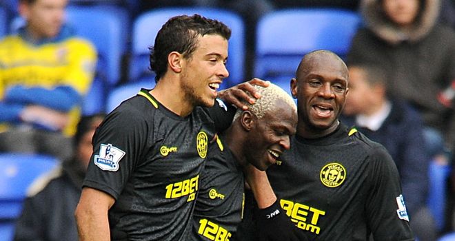 Arouna Kone celebrates his second goal.