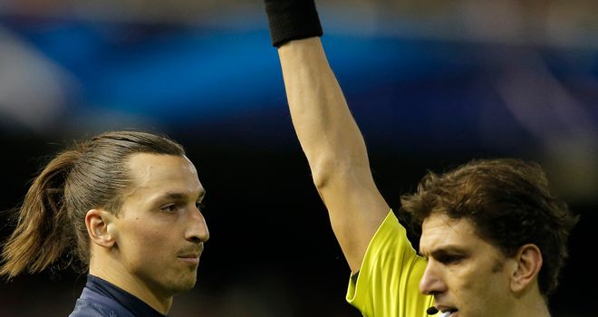 Zlatan Ibrahimovic: Was sent off against Valencia