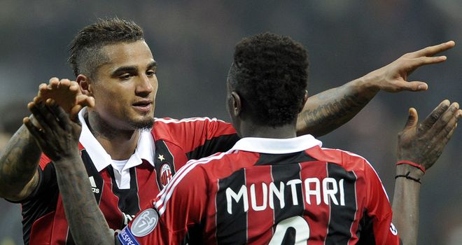 Kevin Prince Boateng and Sulley Muntari: On target for Milan