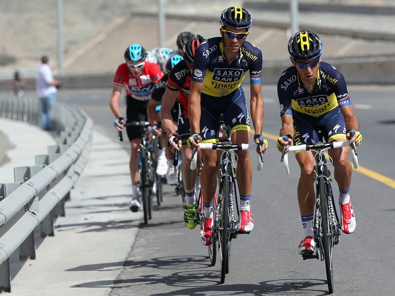 Contador also had a team-mate for help as the race split to piece behind