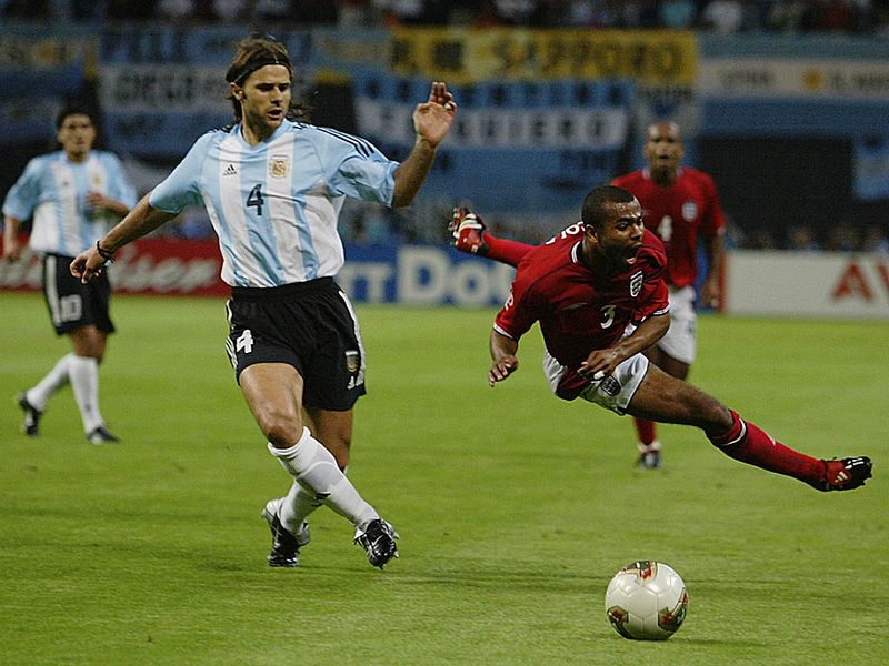 In his 10th cap Cole helped England and David Beckham avenge their 1998 World Cup defeat to Argentina, with a 1-0 victory in the 2002 World Cup group stage