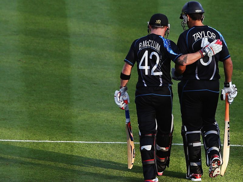 There were no hard feelings as Ross Taylor came to the middle to join Brendon McCullum. Taylor was out for four, though.