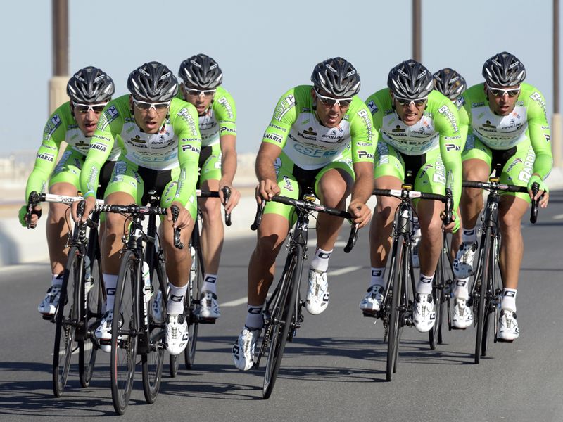 Bardiani Valvole - CSF Inox were one of the first teams into the 14-kilometre course