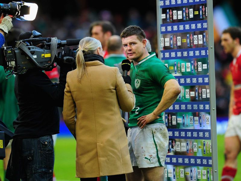 Job done: Ireland player and man of the match Brian O' Driscoll is interviewed after the RBS Six Nations win over Wales