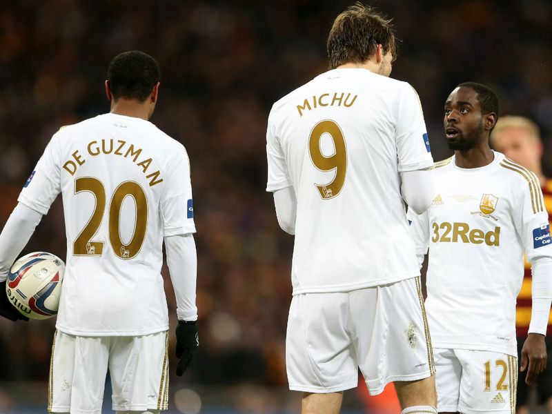 From the resulting penalty, Michu had to break up an argument between Nathan Dyer and Jonathan de Guzman