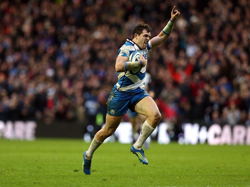 Another one: Sean Lamont celebrates Scotland's fourth try