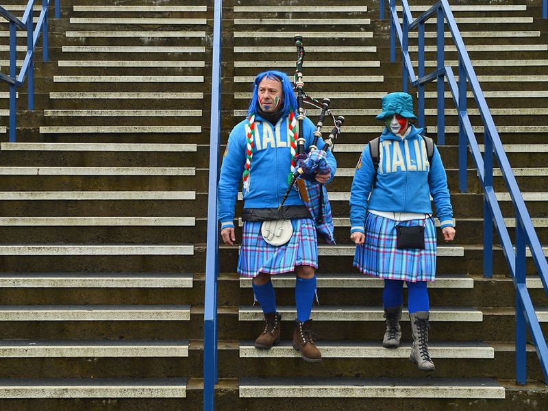 When in Edinburgh: Italy fans sport kilts ahead of the big match