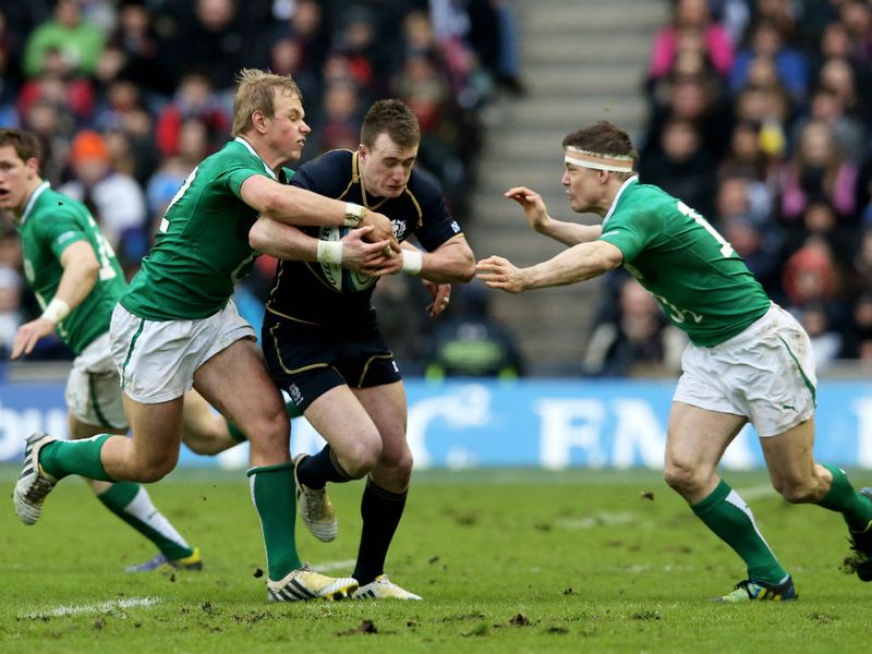 Hogg is then held by Luke Marshall and Brian O'Driscoll