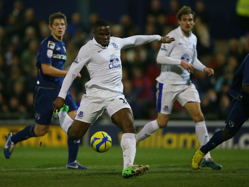 Victor Anichebe fires in an equaliser for Everton